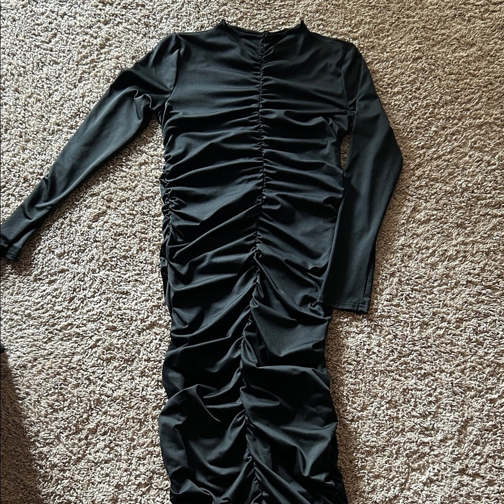 Elegant Black Ruched Dress